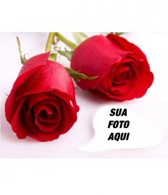 Cartão do amor com duas rosas e uma moldura em que para colocar uma imagem