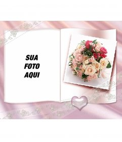 Photo Frame com um livro e pouco coração, rosas e centro ornamental