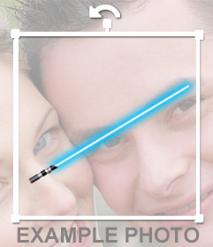 Etiqueta de um sabre de luz azul Jedi