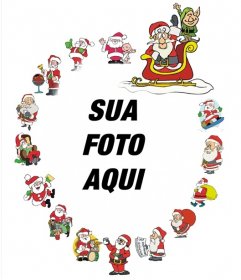 Frame agradável com vários Papai Noel para decorar fotos 