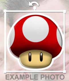 Etiqueta com cogumelo vermelho Mario Bros