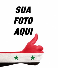 Mão com a bandeira da Síria para adicionar sua foto em linha