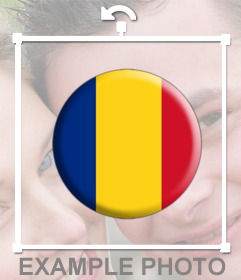 Efeito da foto para colar a bandeira romena em uma forma circular em suas imagens