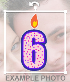 Vela decorativa com o número 6 para colar em sua foto e comemorar 