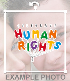 Etiqueta com balões de direitos humanos para a sua foto