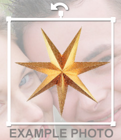 Etiqueta de uma estrela dourada do Natal para colocar em suas fotos