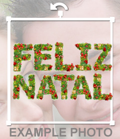 Texto FELIZ NATAL decorados com festão de Natal para adicionar em sua foto