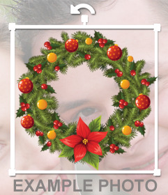 Etiqueta da festão circular de Natal para suas fotos. ornamentos em linha