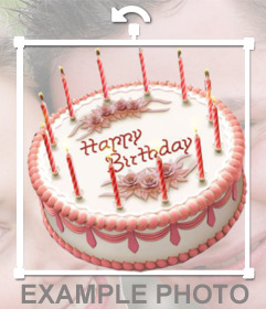 Etiqueta em linha de um bolo de aniversário para inserir em suas imagens