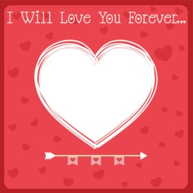 O cartão de amor com o texto amará você para sempre