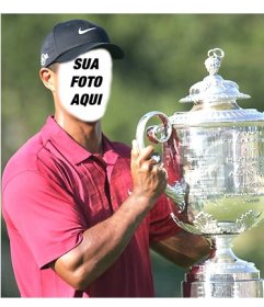 Template de Tiger Woods levantar um copo para editar e colocar um