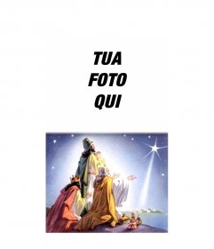 Christmas Card dei tre saggi uomini d'Oriente con le loro offerte a venire a