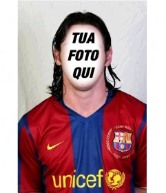 Fotomontaggio di Lionel Messi del Barcellona per aggiungere il tuo volto in faccia