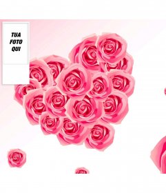 Sfondo per Twitter dove si può mettere la tua foto sul lato lungo con uno sfondo di rose a forma di cuore
