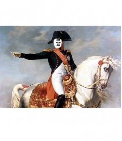 Fotomontaggio con Napoleone Bonaparte sul suo cavallo