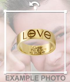 Sticker di un anello con inciso il testo di amore per mettere insieme con limmagine si carica
