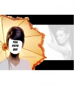 Fotomontaggio di Audrey Hepburn in una famosa immagine di lui