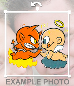 Sticker con un disegno di un angelo e un demone