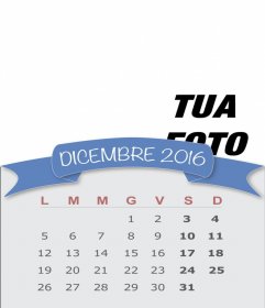 Calendario pantaloni a vita bassa in linea per modificare del mese di dicembre 2016