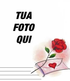 Effetto foto con una rosa rossa e una lettera damore è possibile modificare