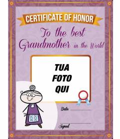 Diploma da stampare e personalizzare con una foto di tua nonna online gratuito