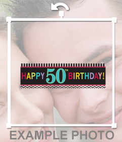 Nastro per celebrare il 50 ° compleanno e inserirlo sulla foto per decorare Sticker