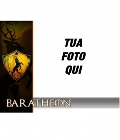 Fotomontaggio con lo scudo della casa Baratheon 