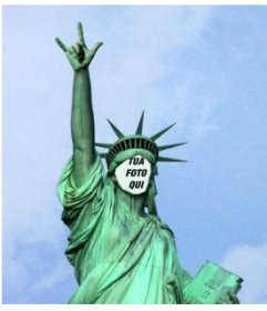 Fotomontaggio in cui si sarà mettere la vostra faccia su questa peculiare Statua della Libertà