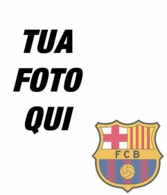 Fotomontaggio di mettere lo scudo di FC Barcelona nella foto