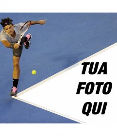 Fotomontaggio con Roger Federer e la vostra immagine sul campo da tennis