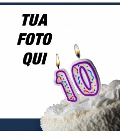 Scheda di compleanno per festeggiare i 10 anni di modificarlo con la tua foto