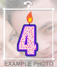 Foto effetto per incollare una candela con il numero 4 sulle tue foto