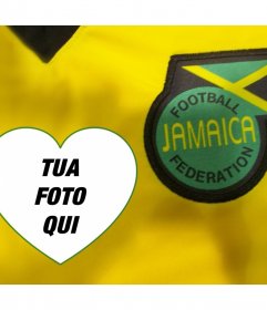 Effetto fotografico con la maglia da calcio e lo scudo della Giamaica 