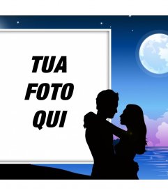 Coppia romantica al chiaro di luna dove si può mettere la tua foto