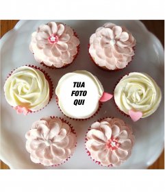 Fotomontaggio di mettere la tua foto allinterno di un cupcake, circondata da molti