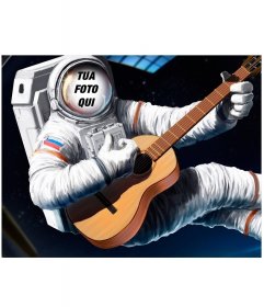 Fotomontaggio di mettere la tua faccia su un astronauta con una chitarra