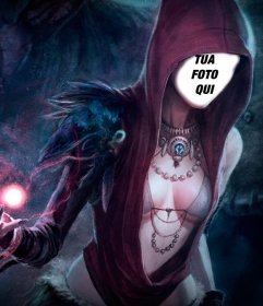 Foto effetto a personificare una strega lanciare un incantesimo