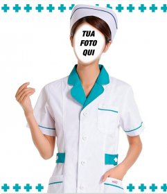 Fotomontaggio di diventare un infermiere in uniforme classico