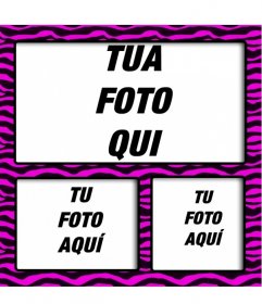Cornice per foto con nero strisce rosa zebra-come per fare collage con 3 foto online