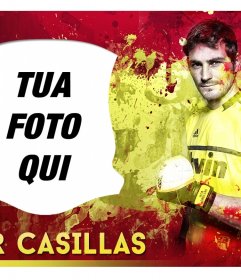 Fotomontaggio con Iker Casillas e Spagna Bandiera sfondo