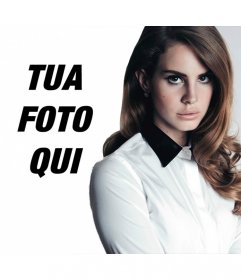 Fotomontaggio con Lana Del Rey guardando la fotocamera con eleganza