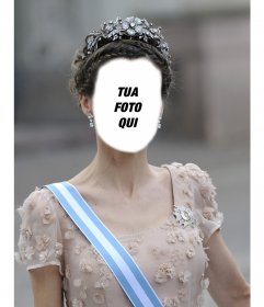 Fotomontaggio della principessa Letizia, con una grande corona di inserire la tua foto