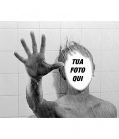 Fotomontaggio sotto la doccia in Psycho, il film di Hitchcock