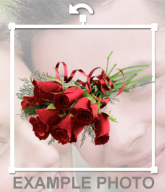 Bouquet di rose rosse per aggiungere le vostre foto come un adesivo