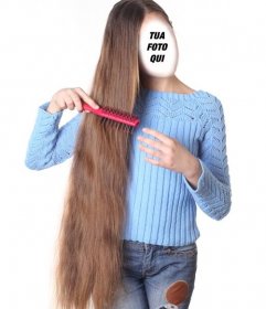 Fotomontaggio di una ragazza con i capelli più lunghi per personalizzare con il tuo volto