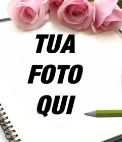 Cornice di rose per le foto in cui è possibile aggiungere una foto in un notebook