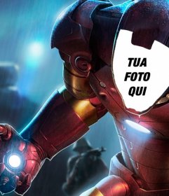 Fotomontaggio di mettere la tua faccia nella speciale armatura di Iron Man