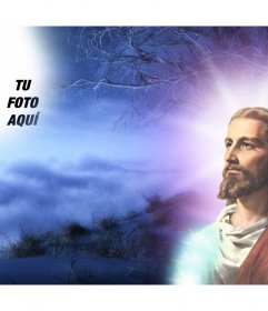 Foto collage con Gesù Cristo in cui è possibile mettere la tua foto