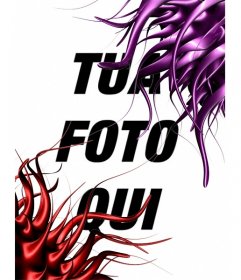 Cornice per foto con un filo rosso e vernice viola. Per mettere la tua foto online
