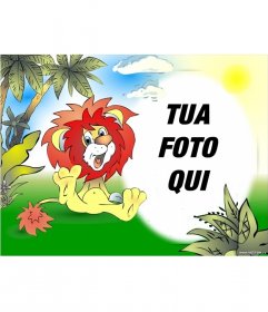 Photo Frame disegnata leone sorridente nella giungla